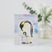 エンペペンギンとシックの水の色絵画の設定 ポストカード (スタンド正面)