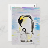 エンペペンギンとシックの水の色絵画の設定 ポストカード (正面/裏面)