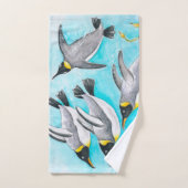 エンペラーズペンギン水彩画 バスタオルセット (ハンドタオル)