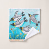 エンペラーズペンギン水彩画 バスタオルセット (ウォッシュタオル)