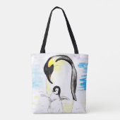 エンペラーペンギンとひな水彩画 トートバッグ (裏面)