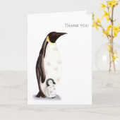 エンペラーペンギンベビーあり有難うございます カード (黄色い花)