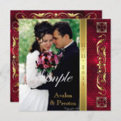 エンペラーレッドステンドグラスフォト招待状 招待状 (正面/裏面)