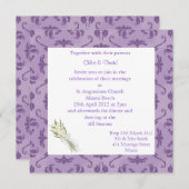 エンボエレガントスルックパープル結婚式招待状 招待状 (正面/裏面)