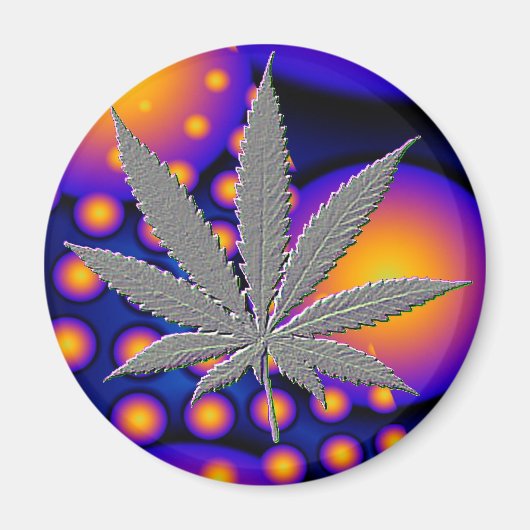 エンボスされたポット葉を持つフラクタル2s マグネット (正面)