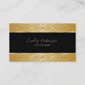 エンボスされた金ゴールド幾何学的パターン黒い背景 名刺 (正面)