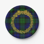 エンボスのヒイラギのリースのBlackwatchのエレガントな格子縞 ペーパープレート (正面)