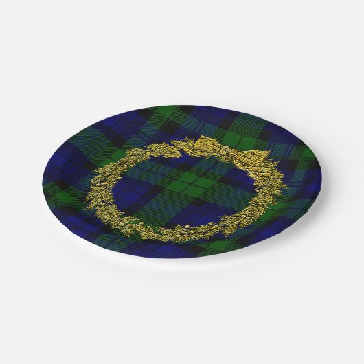 エンボスのヒイラギのリースのBlackwatchのエレガントな格子縞 ペーパープレート (アングル)