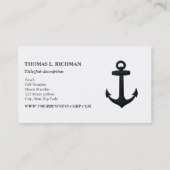 エンボスの濃紺の航海のないかり 名刺 (裏面)