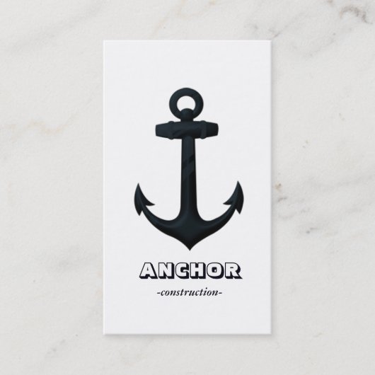 エンボスの濃紺の航海のないかり 名刺 (正面)