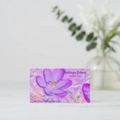 エンボスの紫色のクロッカスの作家の名刺 名刺 (スタンド正面)