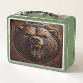 エンボスの荒野:レザーで輝くグリズリー メタルランチボックス (裏面)