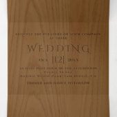 エンボスの針葉樹、木目の素朴結婚性 三つ折り招待状 (内部中)