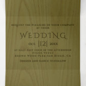 エンボスの針葉樹、緑の木の素朴な結婚木 三つ折り招待状 (内部中)