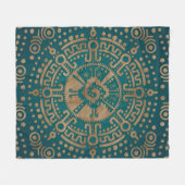 エンボスのHunab金Kuのマヤの記号 フリースブランケット (正面(横))