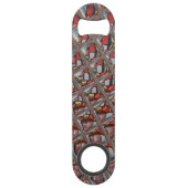 エンボスアッシュグレイ市松模様にマルーン:アモダンート スピード栓抜き (正面)