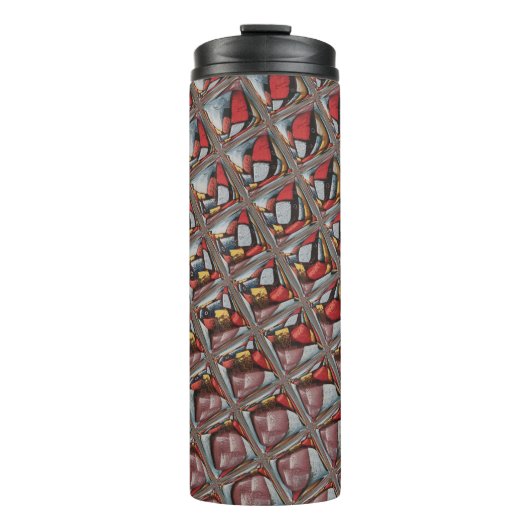 エンボスアッシュグレイ市松模様にマルーン:アモダンート タンブラー (正面)