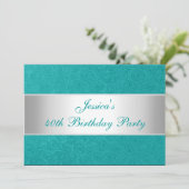 エンボスエレガントグリーンペイズリーホワイトパーティー 招待状 (スタンド正面)