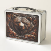 エンボスグリズリーフューリー皮革 メタルランチボックス (裏面)