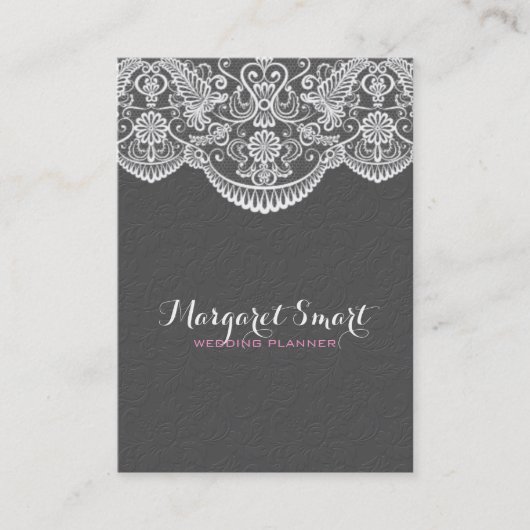 エンボスグレーダマスク及びホワイトヴィンテージレース 名刺 (正面)