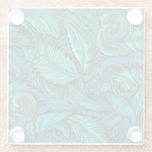 エンボスターコイズフェイク革 ガラスコースター (裏面)