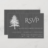 エンボスツリー灰色の木製ラスチックウェディングRSVPカード 出欠カード (正面/裏面)