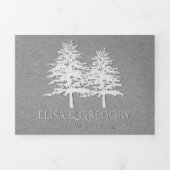 エンボスツリー灰色クラフト紙冬の結婚式 三つ折り招待状 (カバー)