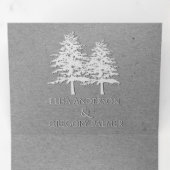 エンボスツリー灰色クラフト紙冬の結婚式 三つ折り招待状 (内部最初)