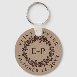 エンボスバラリースオン素朴クラフト紙結婚ズ キーホルダー