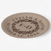 エンボスバラリースオン素朴クラフト紙結婚ズ ペーパープレート (アングル)