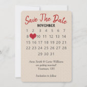 エンボスパターンの結婚式カレンダー「Save the Date」 招待状 (正面)