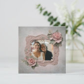 エンボスピンクのバラおばあちゃんの写真フレーム カード (スタンド正面)