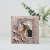 エンボスピンクフローラおばあちゃんの写真フレーム カード (スタンド正面)