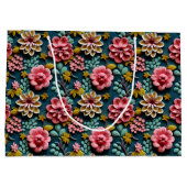 エンボスピンク花模様 ラージペーパーバッグ (裏面)