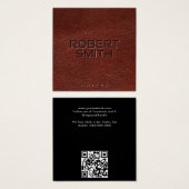 エンボスフェイクブラウンレザー名刺 (正面&裏面)