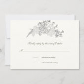 エンボスフェイクペオニフォーマルーパールウェディングRSVPカード (正面)