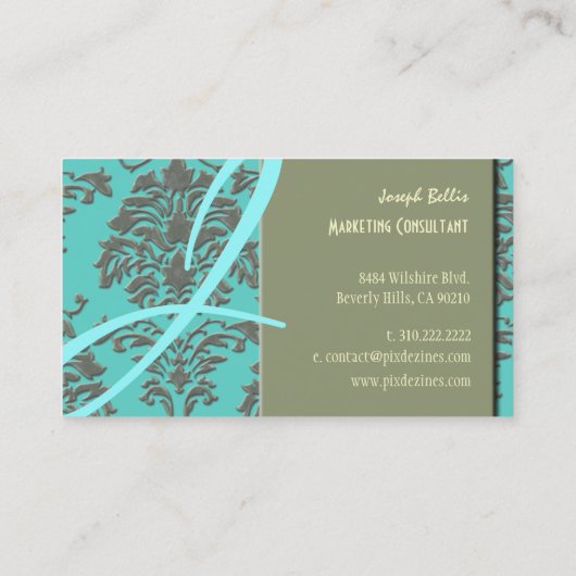 エンボスフェイク銀ダマスク/DIY背景 名刺 (裏面)