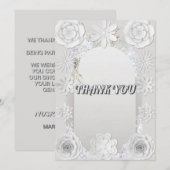 エンボスフローラテクスチャーありがとう結婚のカード 招待状 (正面/裏面)