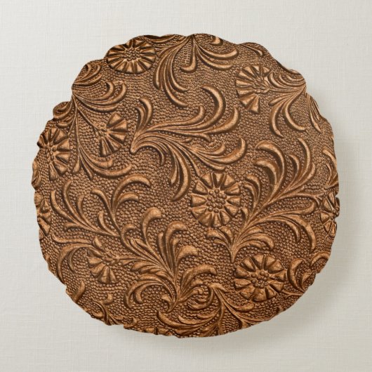 エンボスフローラパネル、銅 ラウンドクッション (正面)