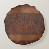 エンボスフローラ模倣レザールック ラウンドクッション (裏面)