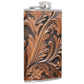 エンボスブラウンレザー フラスク (右)