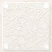 エンボスベージュフェイクレザー ガラスコースター (裏面)