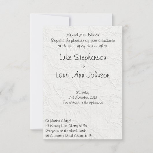 エンボスホワイトフローラ結婚式招待状 招待状 (正面)