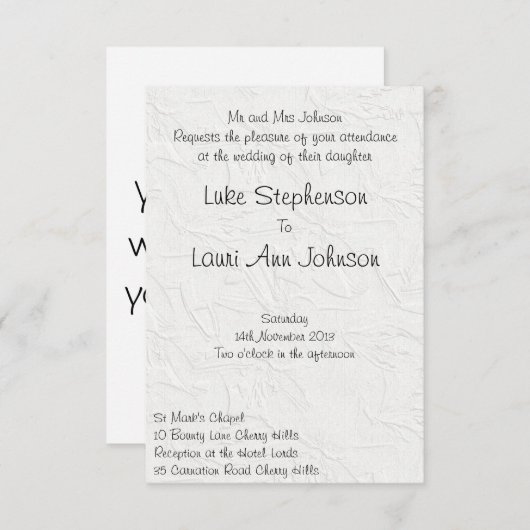 エンボスホワイトフローラ2結婚式招待状 招待状 (正面/裏面)