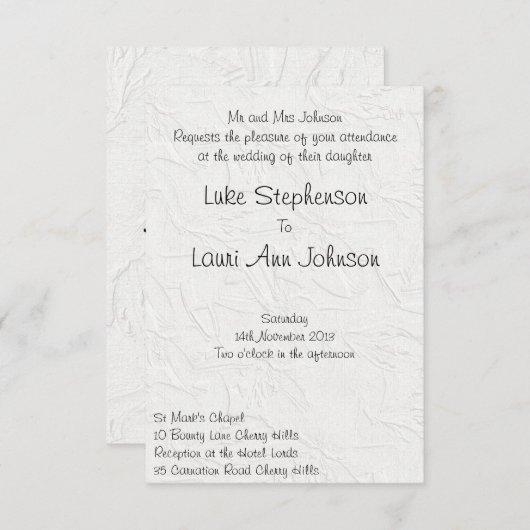 エンボスホワイトフローラ3結婚式招待状 招待状 (正面/裏面)