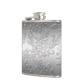 エンボスポリッシュシルバーバラとチューリップ フラスク (左)