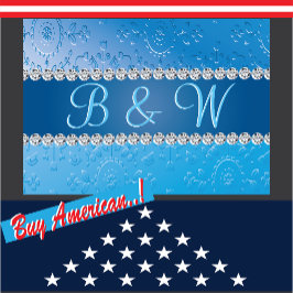 エンボスモノグラムブルーフラワー ノートカード