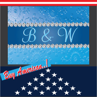 エンボスモノグラムブルーフラワー ノートカード