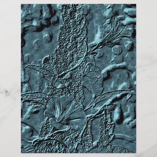 エンボスモーニンググローリーブルーフローラスクラップブック紙 (正面)