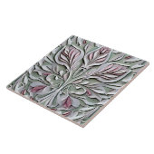 エンボスユニークアートの灰色のモダンフローラル タイル (側面)